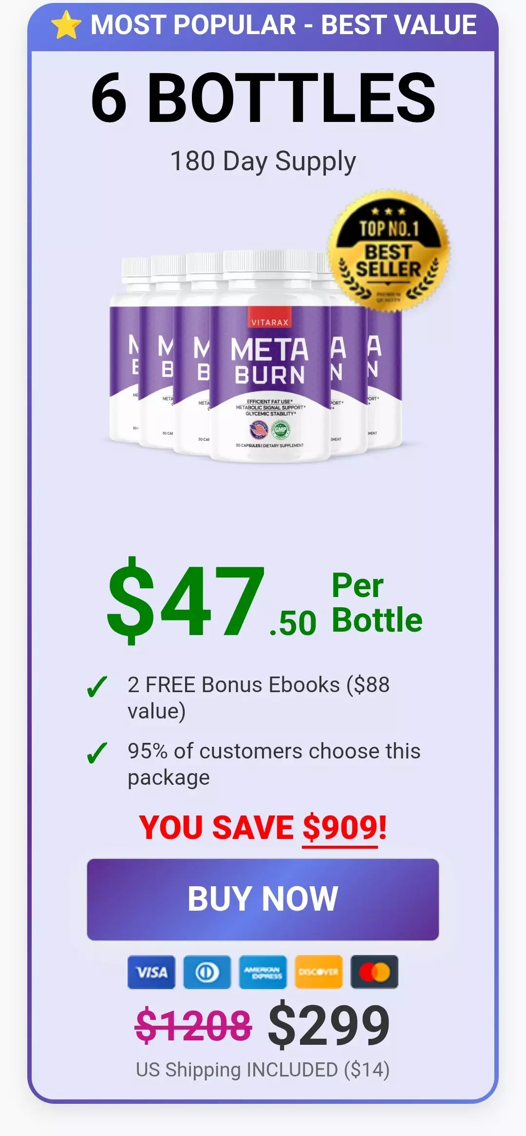 MetaBurn™ 6 bottles pricing